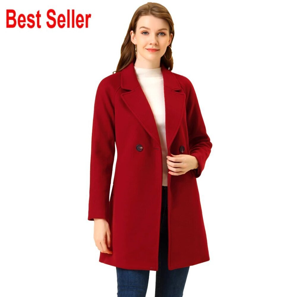 Notched Lapel Double Breasted Trench Coat Elegant Classic Business Wear
